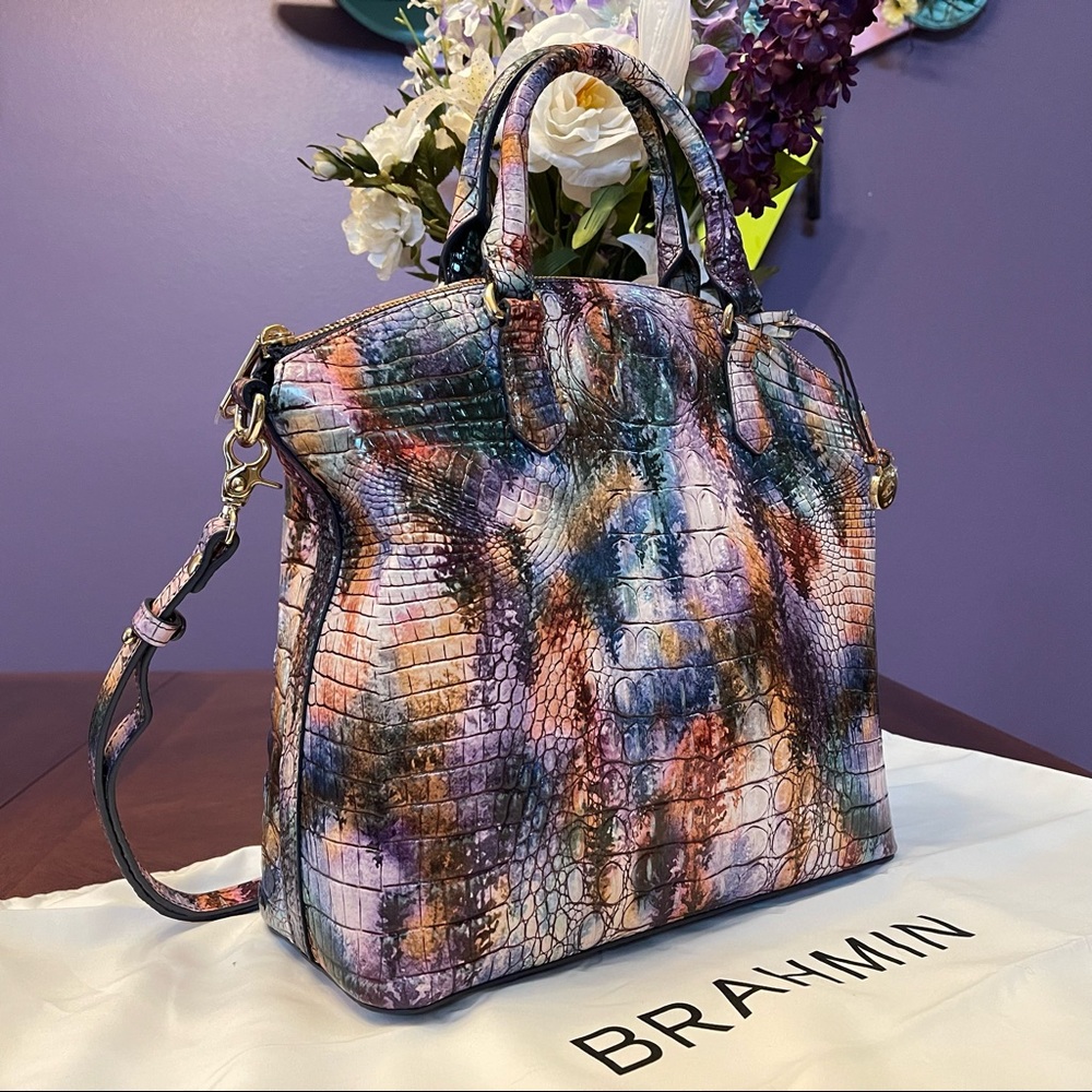 💜💜GORGEOUS COLOR!! NWOT Brahmin Woodland Large Duxbury Satchel Bag